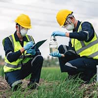 Two Environmental Engineers Inspect Water Quality