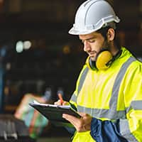 professional technician engineer with safety hard hat